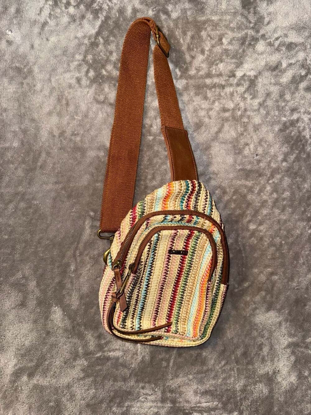 Rosetti Multi-Color Woven Straw Sling Crossbody Bag